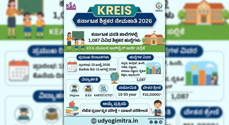 KREIS Teacher Recruitment 2026, KEA Recruitment 2026, Karnataka Teacher Jobs