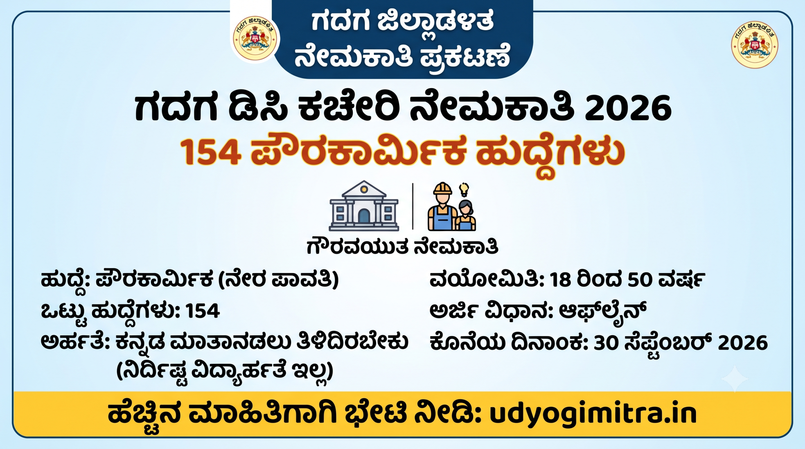 Gadag DC Office Recruitment 2026